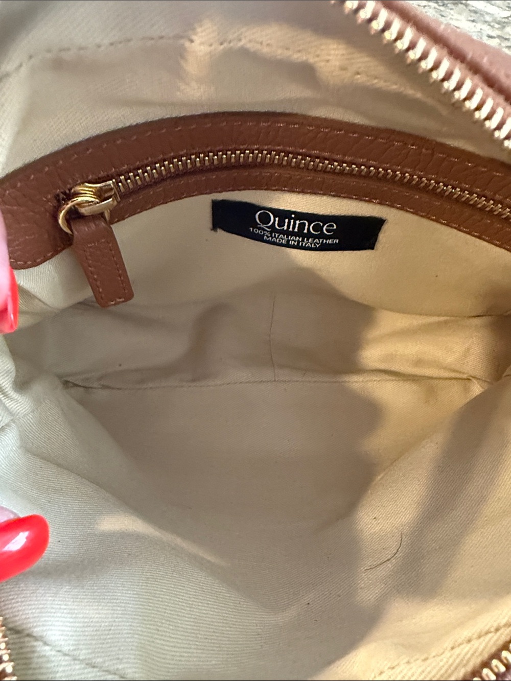 Quince Tan Pebbled Leather Crossbody with Gold Hardware - Picture 6 of 7